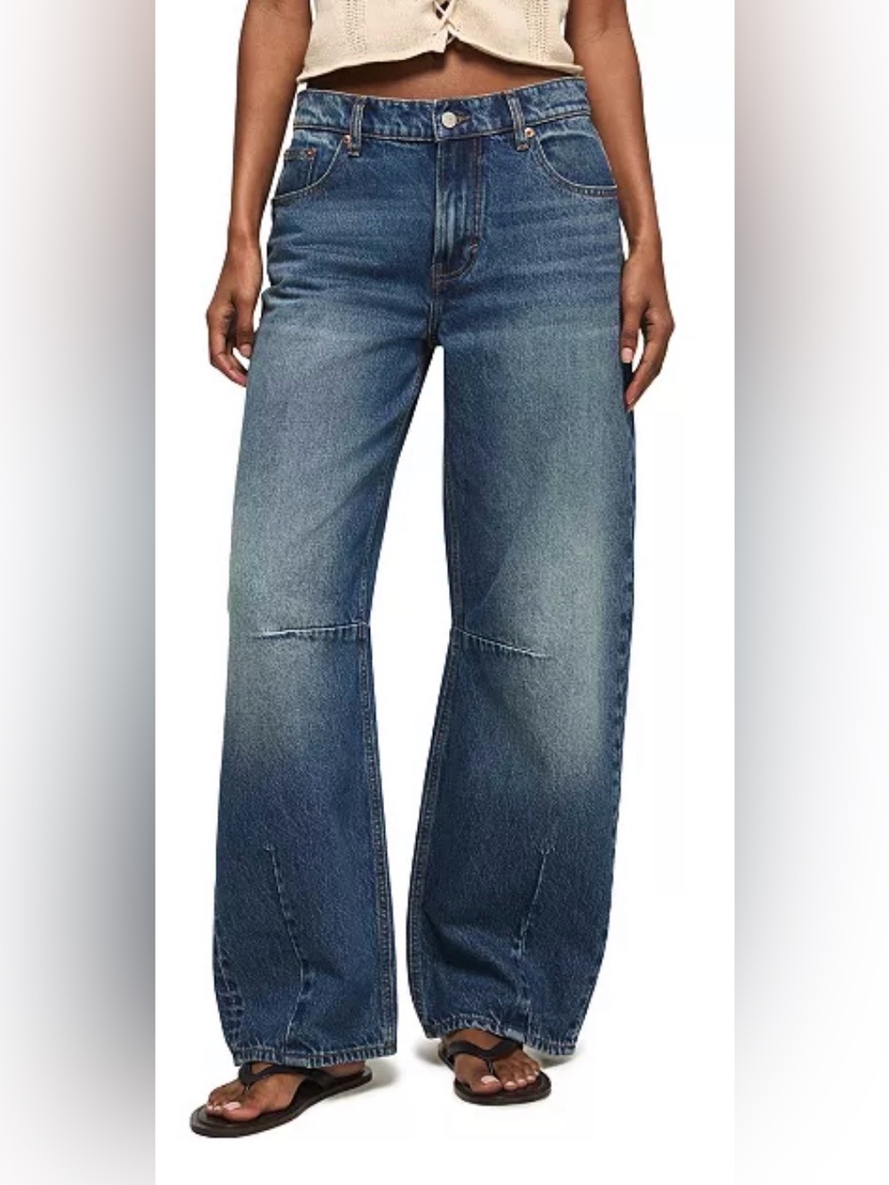 Lucky Brand Women's Wide-Leg Barrel Jeans in Medium Blue Wash